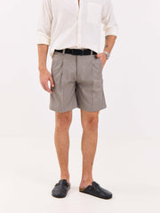 Grey Checked Trouser Shorts
